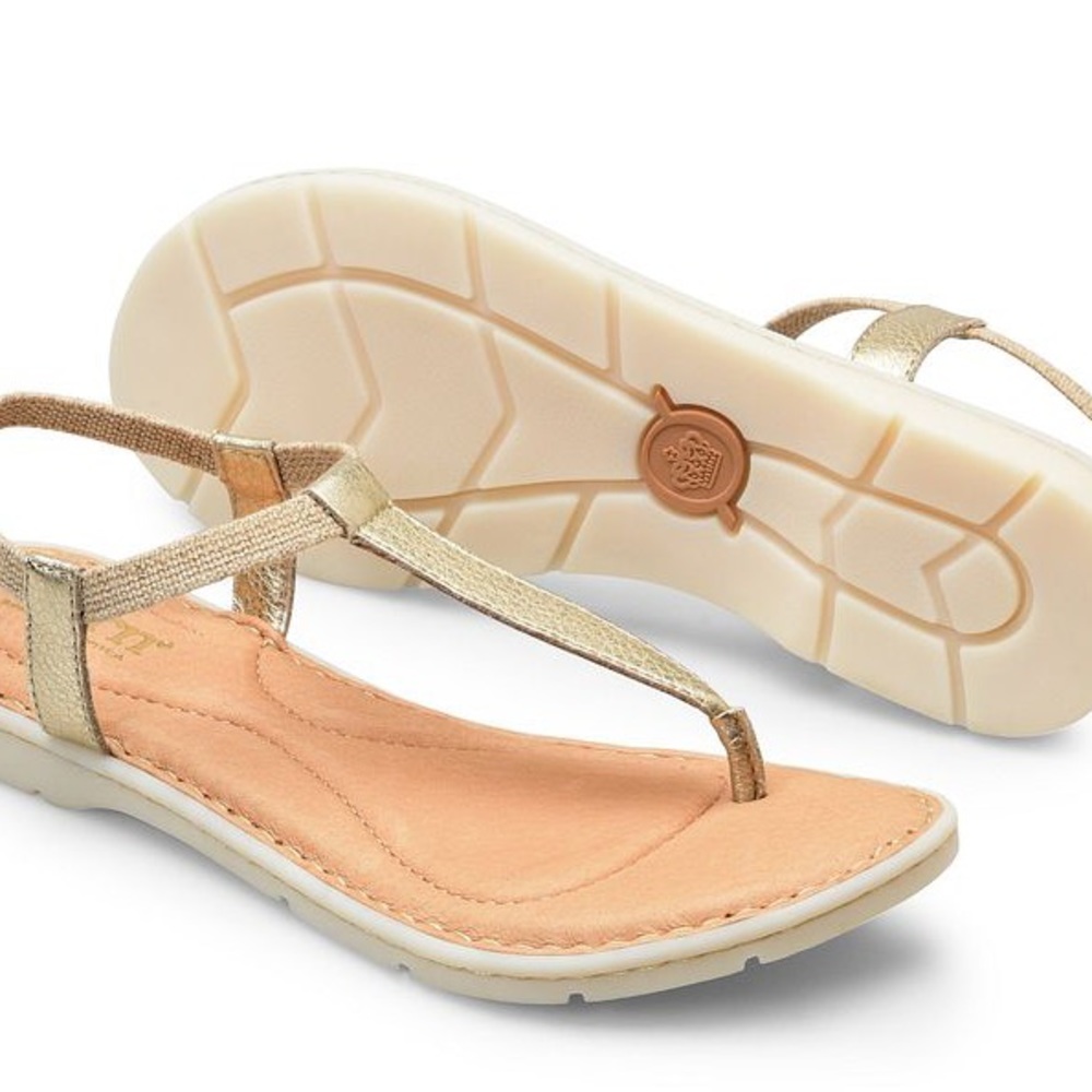 Born Trinity T-strap metallic sandals